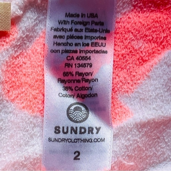 SUNDRY sweat shorts pop peach tiedye  drawstring terry  NR-V1-G13TD16 size M - Picture 8 of 14